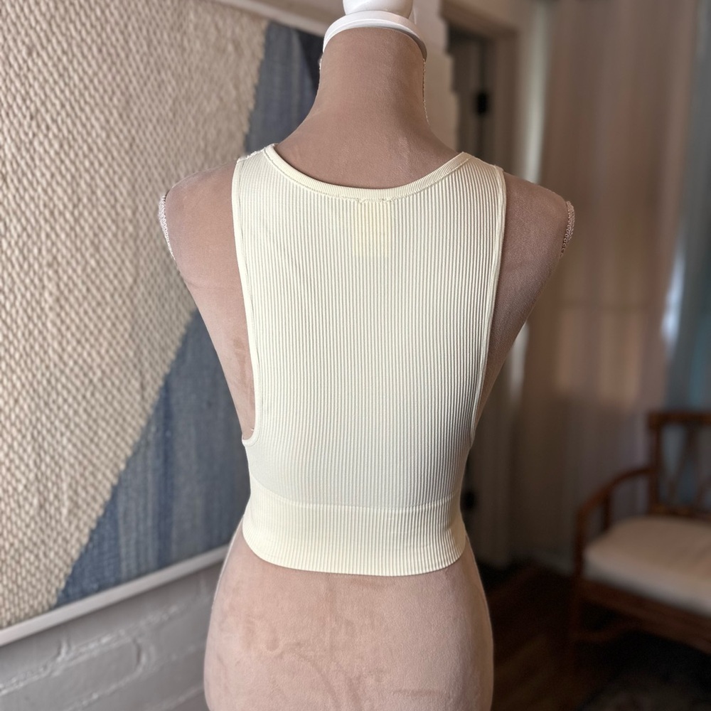 Princess Polly Creamy Ivory Ribbed Low Side Bralette/Tank Top - Picture 5 of 9
